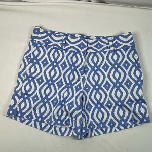 Vineyard Vines Shorts Women's 2 Blue White Print Cotton Stretch Pockets Whale